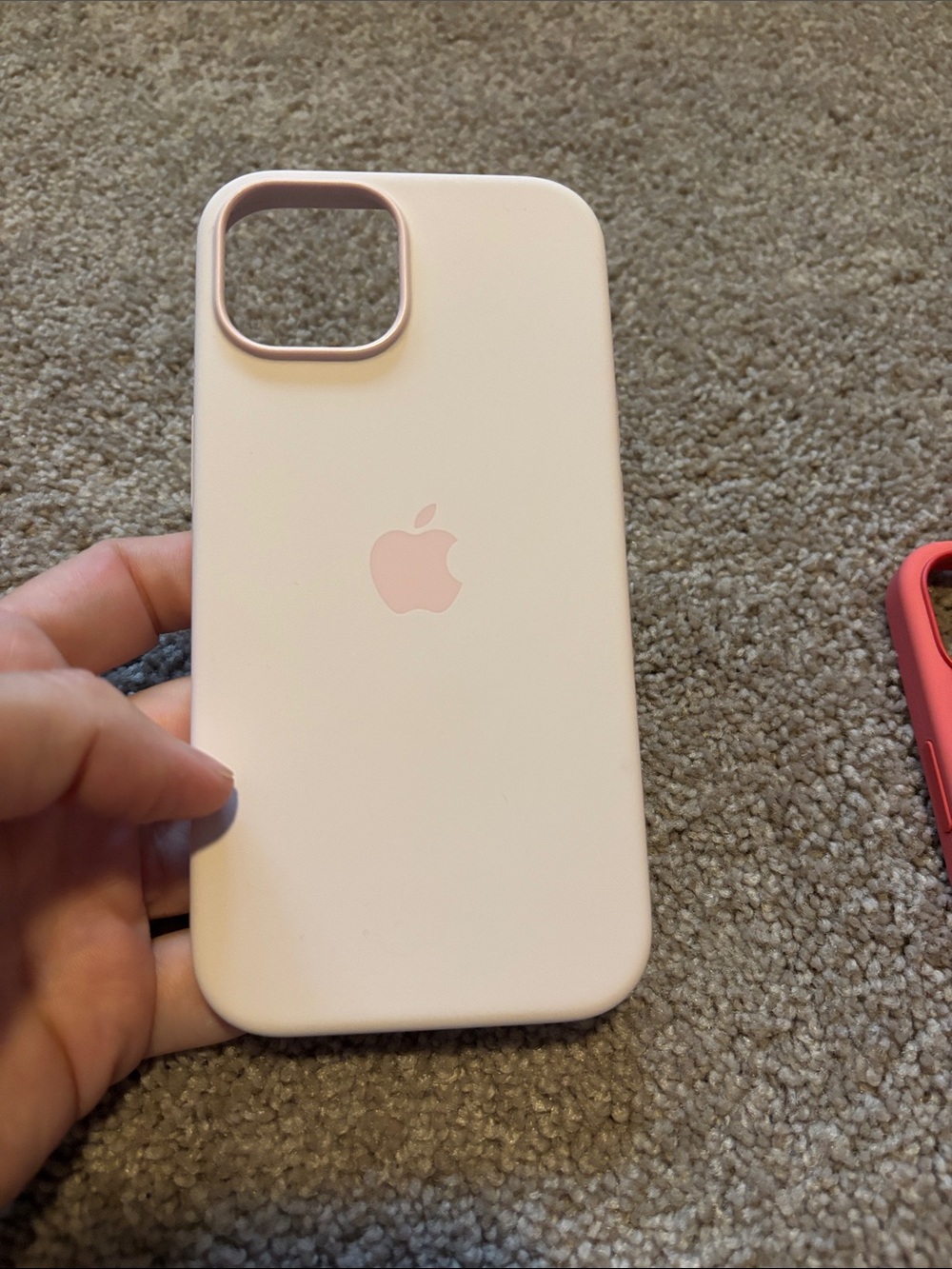Set of 3 Apple Silicone iPhone15 Cases - Pink / Coral / Cream - Picture 2 of 11